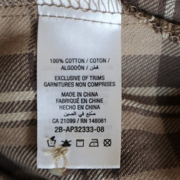 Ardene Beige and Brown Flannel Plaid Shirt NWOT - Picture 7 of 8